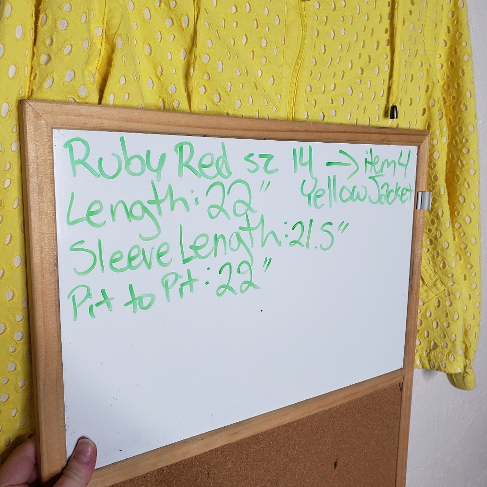 Ruby Rd. Yellow Holed Jacket With Pockets Zip Up … - image 8